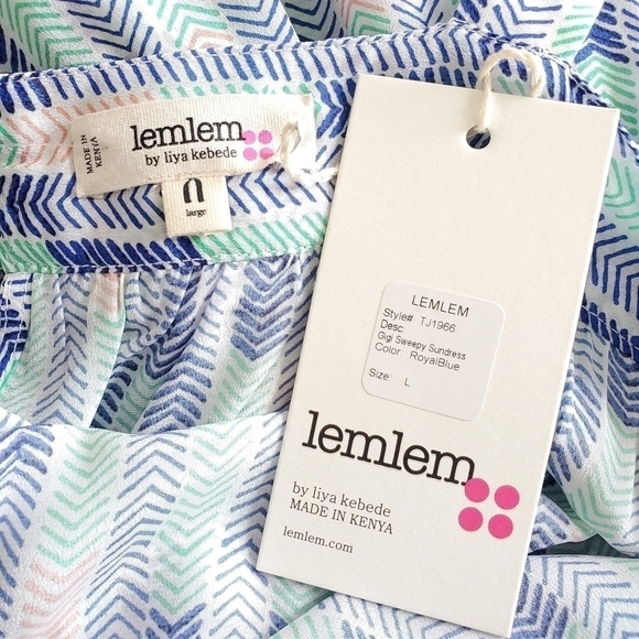 New Lemlem Gigi 100% Silk Short Sweepy Royal Blue Maxi Dress Size NWT Large - Picture 12 of 16